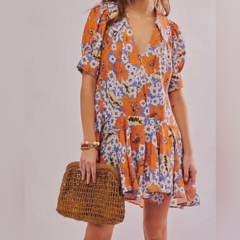 NWOT FREE PEOPLE Sugar Crush Mini Dress in Soft Combo Size Large